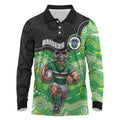 Custom Raiders Long Sleeve Polo Shirt Viking Mascot With Aboriginal Indigenous