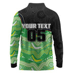 Custom Raiders Long Sleeve Polo Shirt Viking Mascot With Aboriginal Indigenous