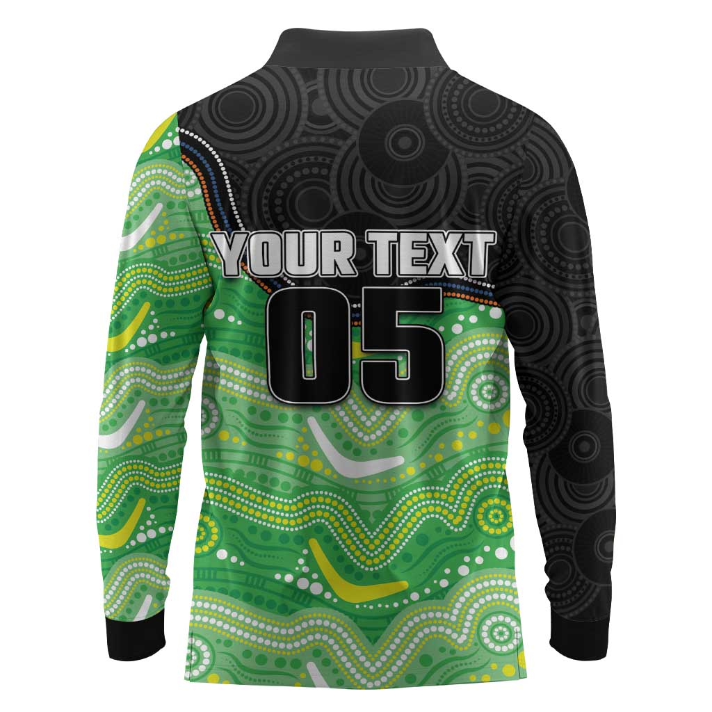 Custom Raiders Long Sleeve Polo Shirt Viking Mascot With Aboriginal Indigenous