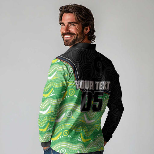 Custom Raiders Long Sleeve Polo Shirt Viking Mascot With Aboriginal Indigenous