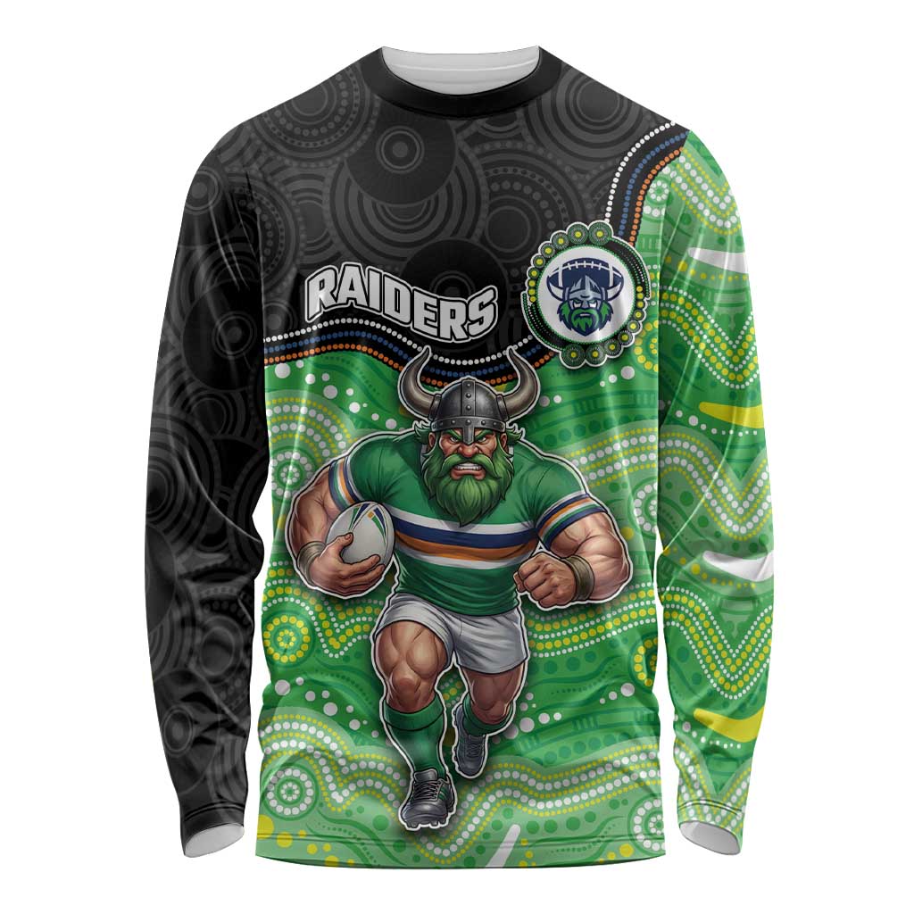 Custom Raiders Long Sleeve Shirt Viking Mascot With Aboriginal Indigenous