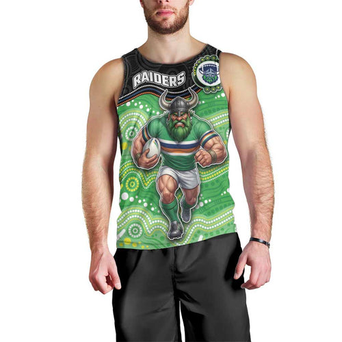 Custom Raiders Men Tank Top Viking Mascot With Aboriginal Indigenous