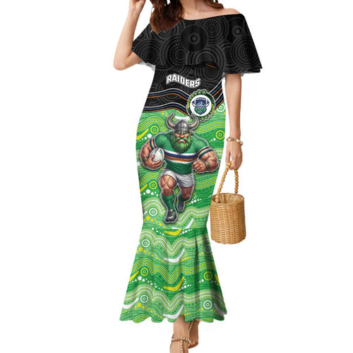 Custom Raiders Mermaid Dress Viking Mascot With Aboriginal Indigenous