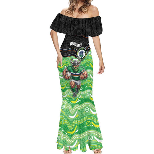 Custom Raiders Mermaid Dress Viking Mascot With Aboriginal Indigenous