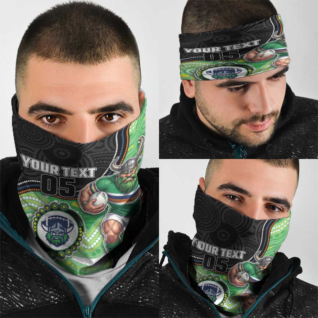 Custom Raiders Neck Gaiter Viking Mascot With Aboriginal Indigenous