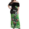 Custom Raiders Off Shoulder Maxi Dress Viking Mascot With Aboriginal Indigenous