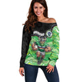 Custom Raiders Off Shoulder Sweater Viking Mascot With Aboriginal Indigenous