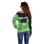 Custom Raiders Off Shoulder Sweater Viking Mascot With Aboriginal Indigenous