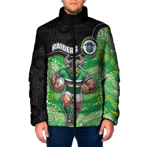 Custom Raiders Padded Jacket Viking Mascot With Aboriginal Indigenous