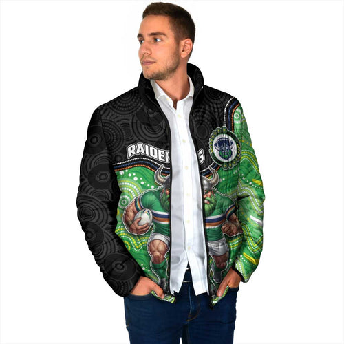 Custom Raiders Padded Jacket Viking Mascot With Aboriginal Indigenous