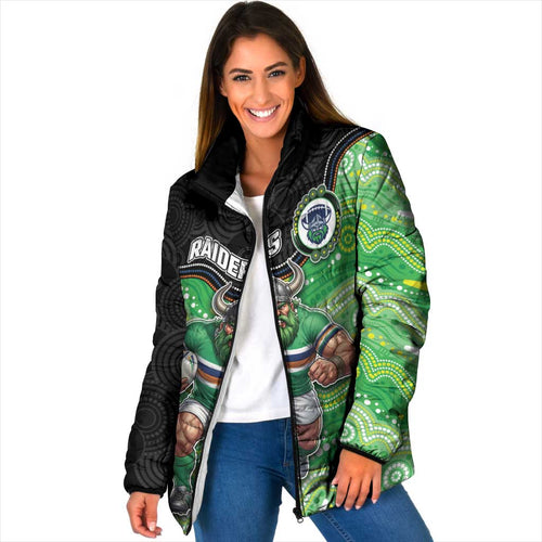 Custom Raiders Padded Jacket Viking Mascot With Aboriginal Indigenous