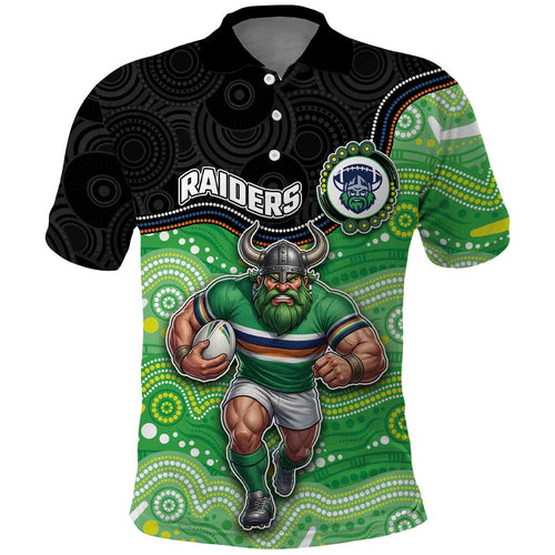 Custom Raiders Polo Shirt Viking Mascot With Aboriginal Indigenous