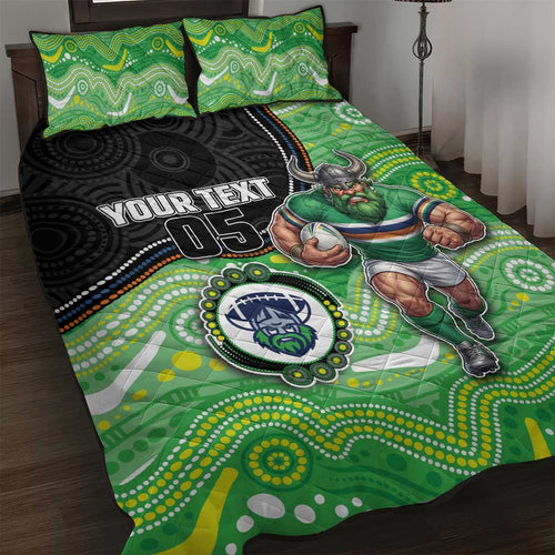 Custom Raiders Quilt Bed Set Viking Mascot With Aboriginal Indigenous