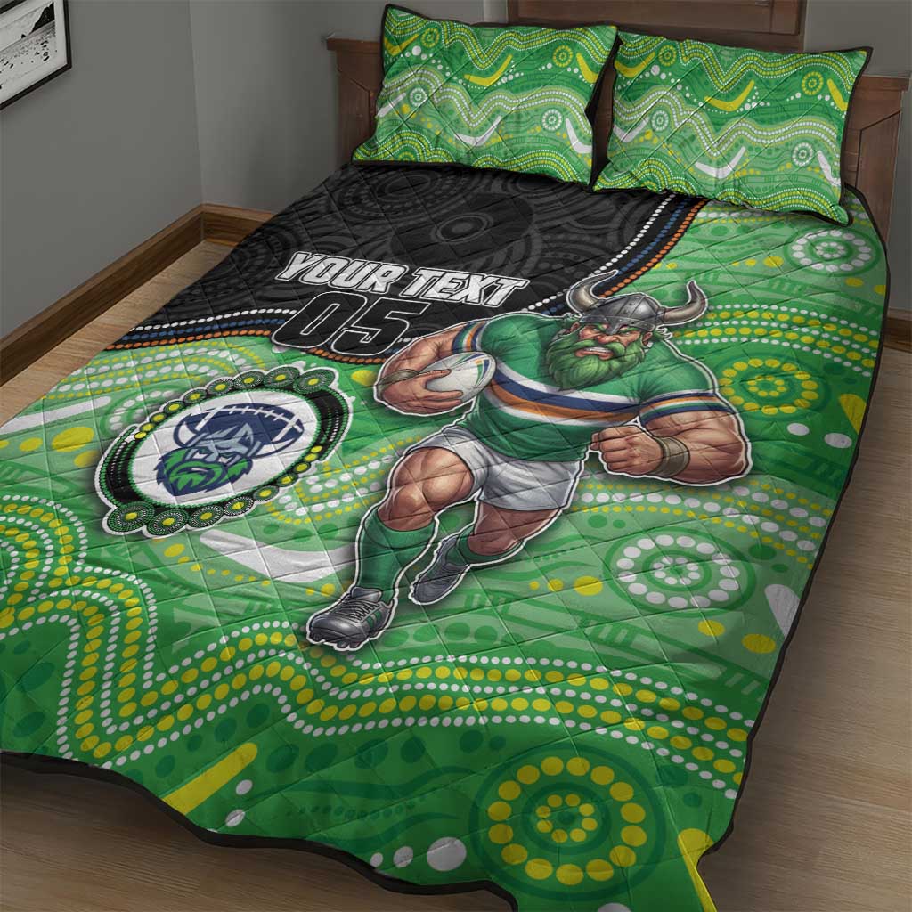 Custom Raiders Quilt Bed Set Viking Mascot With Aboriginal Indigenous