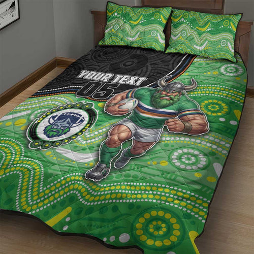 Custom Raiders Quilt Bed Set Viking Mascot With Aboriginal Indigenous