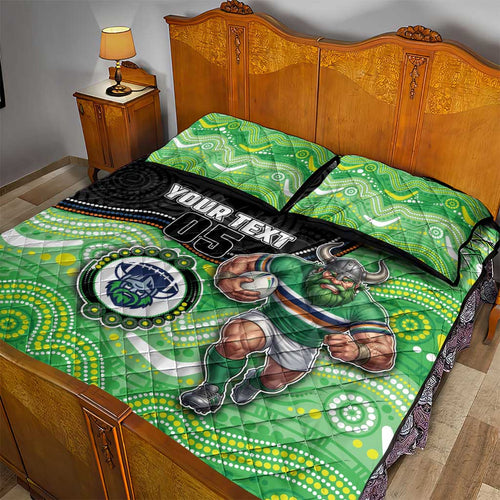Custom Raiders Quilt Bed Set Viking Mascot With Aboriginal Indigenous