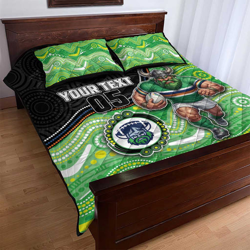 Custom Raiders Quilt Bed Set Viking Mascot With Aboriginal Indigenous