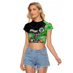Custom Raiders Raglan Cropped T Shirt Viking Mascot With Aboriginal Indigenous