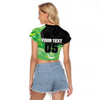 Custom Raiders Raglan Cropped T Shirt Viking Mascot With Aboriginal Indigenous