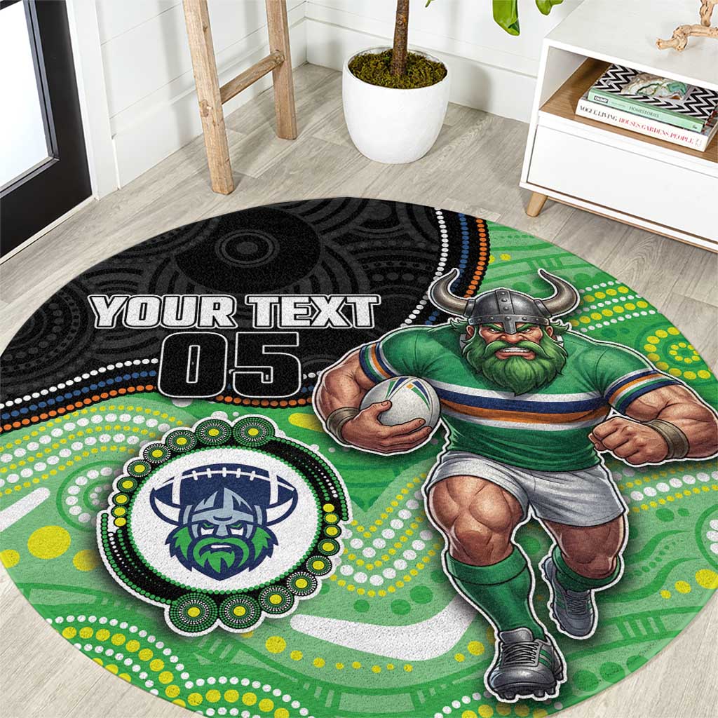 Custom Raiders Round Carpet Viking Mascot With Aboriginal Indigenous