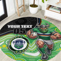 Custom Raiders Round Carpet Viking Mascot With Aboriginal Indigenous