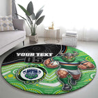 Custom Raiders Round Carpet Viking Mascot With Aboriginal Indigenous