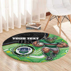 Custom Raiders Round Carpet Viking Mascot With Aboriginal Indigenous