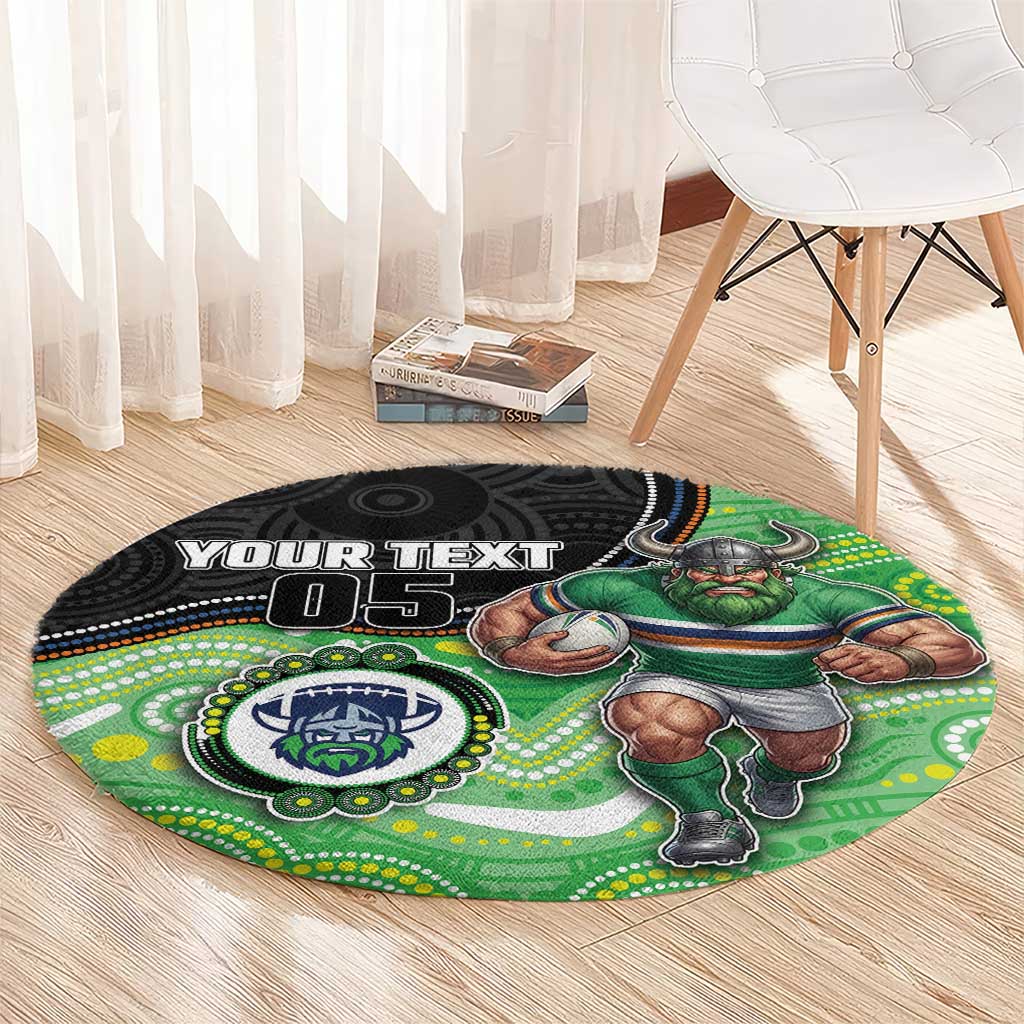 Custom Raiders Round Carpet Viking Mascot With Aboriginal Indigenous