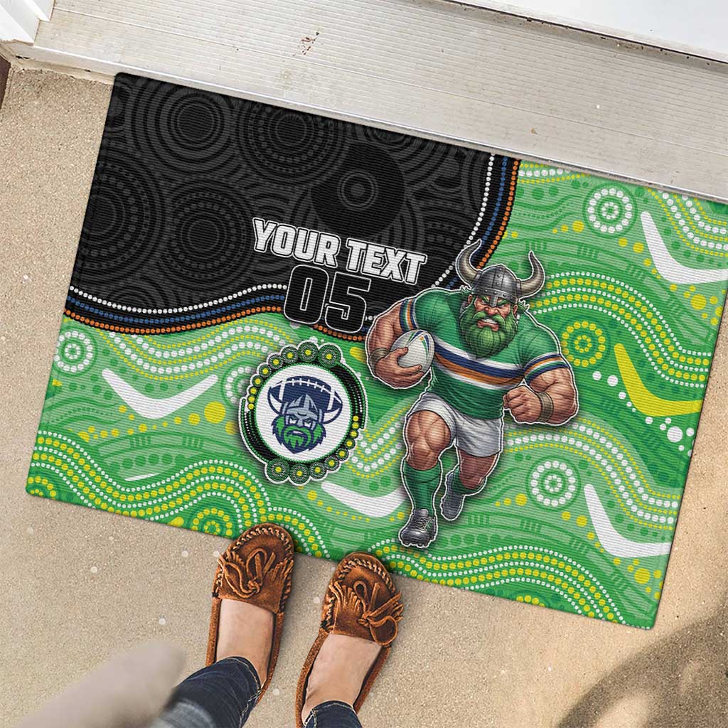 Custom Raiders Rubber Doormat Viking Mascot With Aboriginal Indigenous