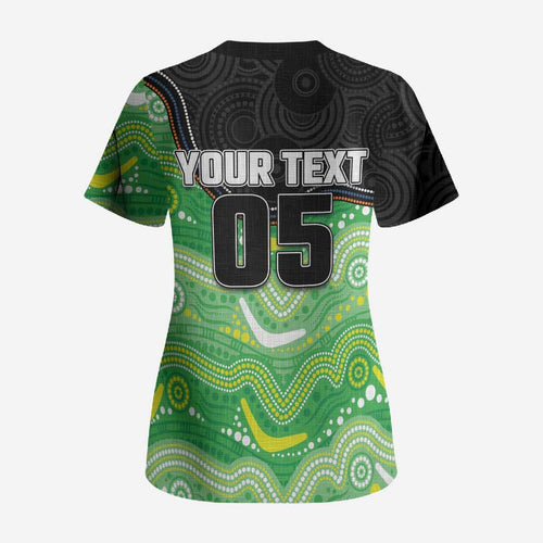 Custom Raiders Scrub Top Viking Mascot With Aboriginal Indigenous