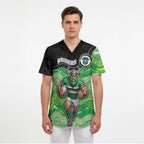 Custom Raiders Scrub Top Viking Mascot With Aboriginal Indigenous