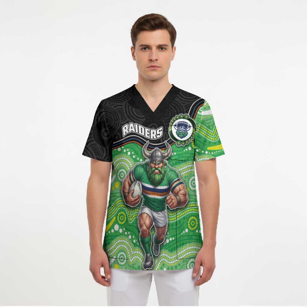 Custom Raiders Scrub Top Viking Mascot With Aboriginal Indigenous