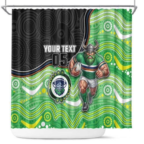 Custom Raiders Shower Curtain Viking Mascot With Aboriginal Indigenous