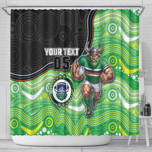 Custom Raiders Shower Curtain Viking Mascot With Aboriginal Indigenous