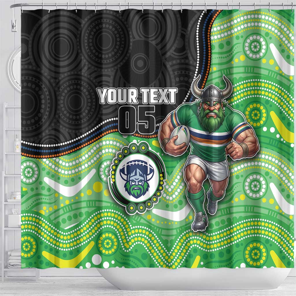 Custom Raiders Shower Curtain Viking Mascot With Aboriginal Indigenous