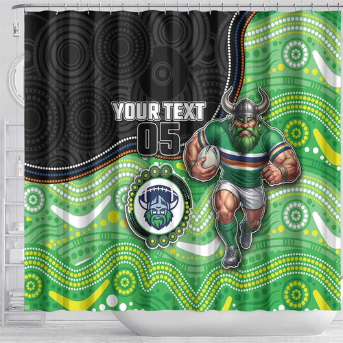 Custom Raiders Shower Curtain Viking Mascot With Aboriginal Indigenous