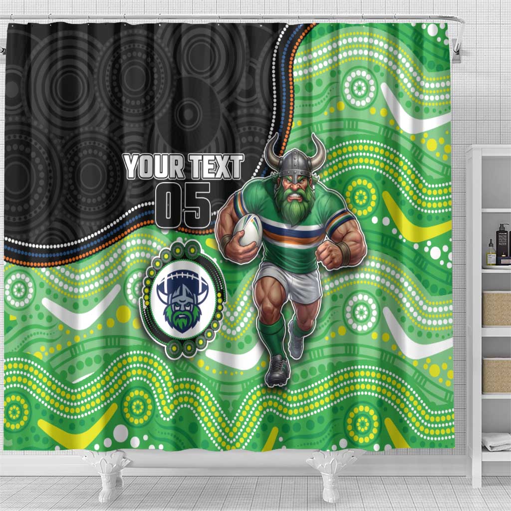 Custom Raiders Shower Curtain Viking Mascot With Aboriginal Indigenous