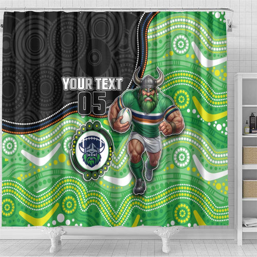 Custom Raiders Shower Curtain Viking Mascot With Aboriginal Indigenous