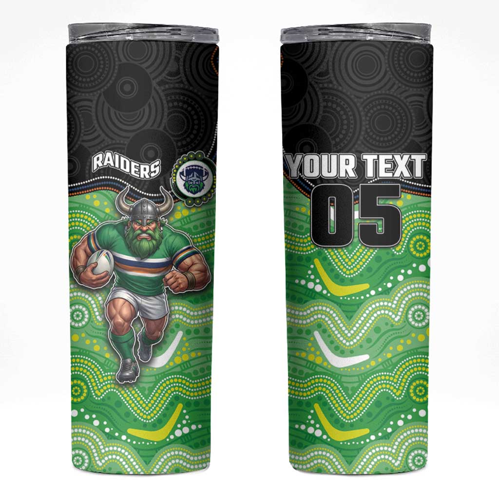 Custom Raiders Skinny Tumbler Viking Mascot With Aboriginal Indigenous