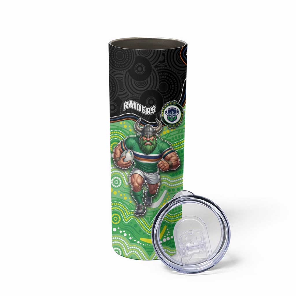 Custom Raiders Skinny Tumbler Viking Mascot With Aboriginal Indigenous