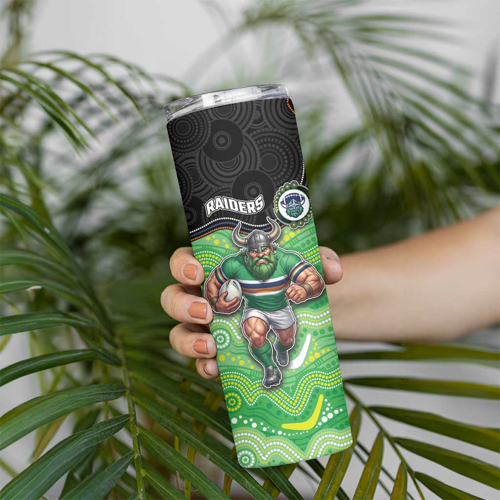 Custom Raiders Skinny Tumbler Viking Mascot With Aboriginal Indigenous