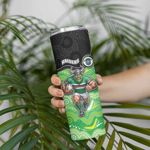 Custom Raiders Skinny Tumbler Viking Mascot With Aboriginal Indigenous