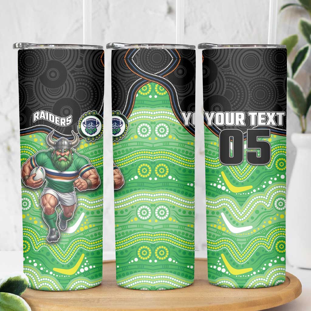 Custom Raiders Skinny Tumbler Viking Mascot With Aboriginal Indigenous