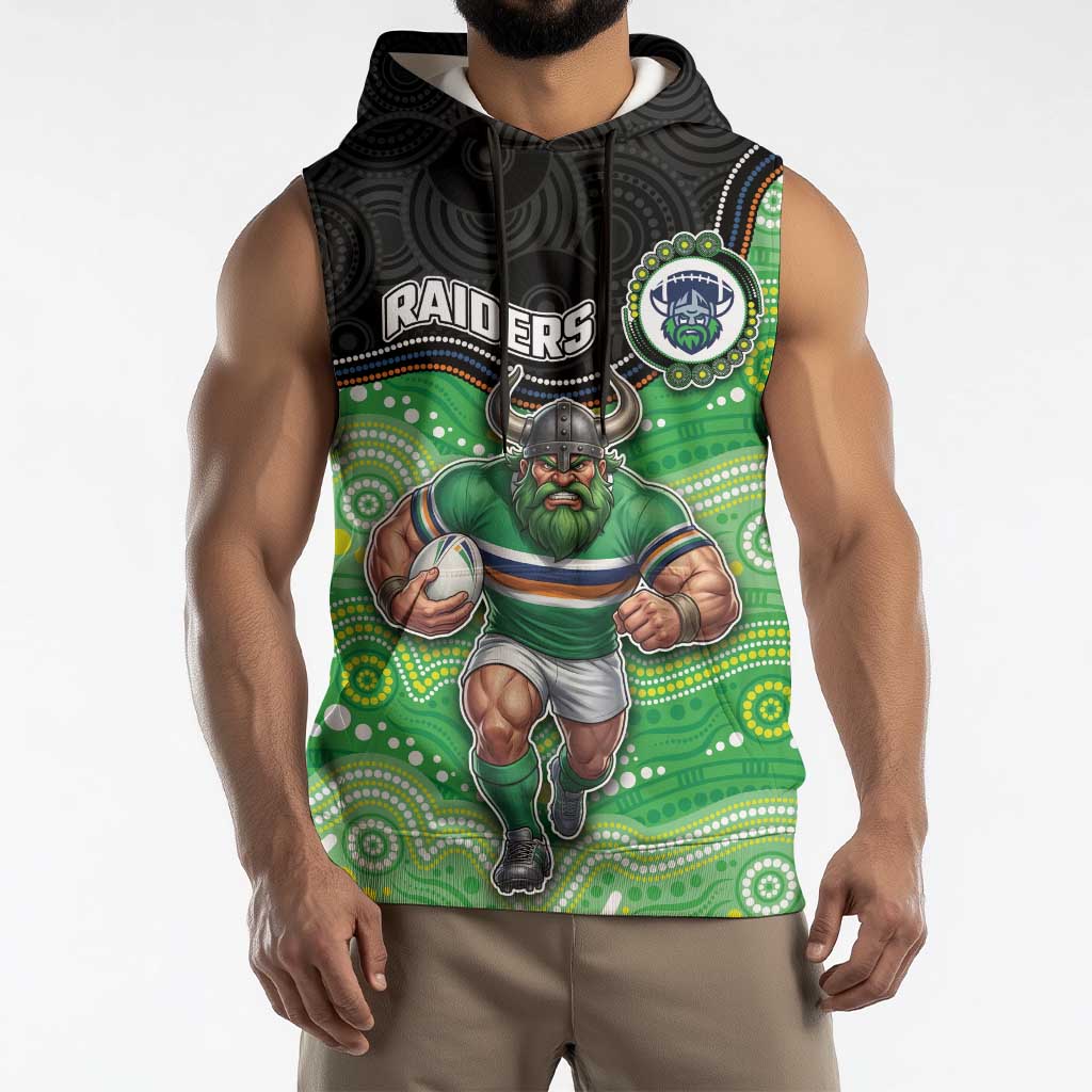 Custom Raiders Sleeveless Hoodie Viking Mascot With Aboriginal Indigenous