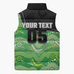 Custom Raiders Sleeveless Puffer Jacket Viking Mascot With Aboriginal Indigenous