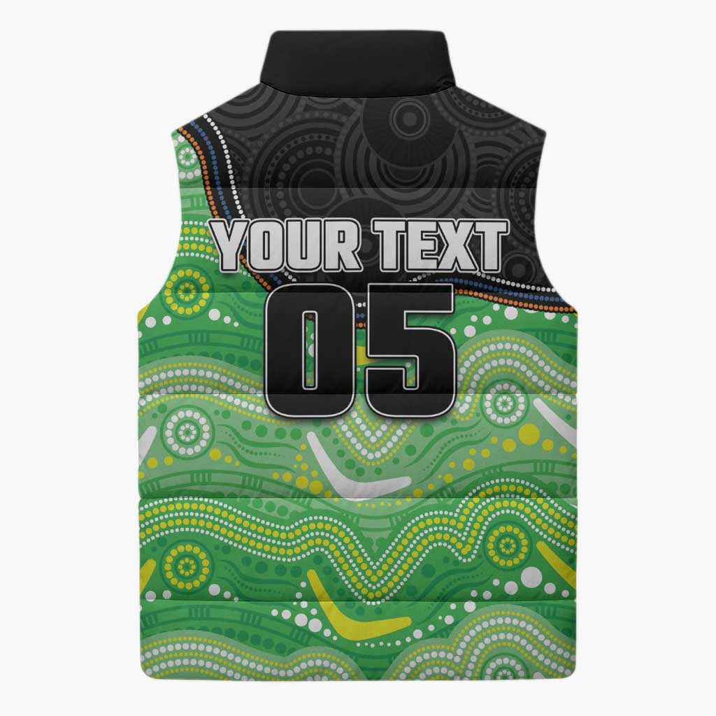 Custom Raiders Sleeveless Puffer Jacket Viking Mascot With Aboriginal Indigenous