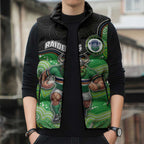 Custom Raiders Sleeveless Puffer Jacket Viking Mascot With Aboriginal Indigenous