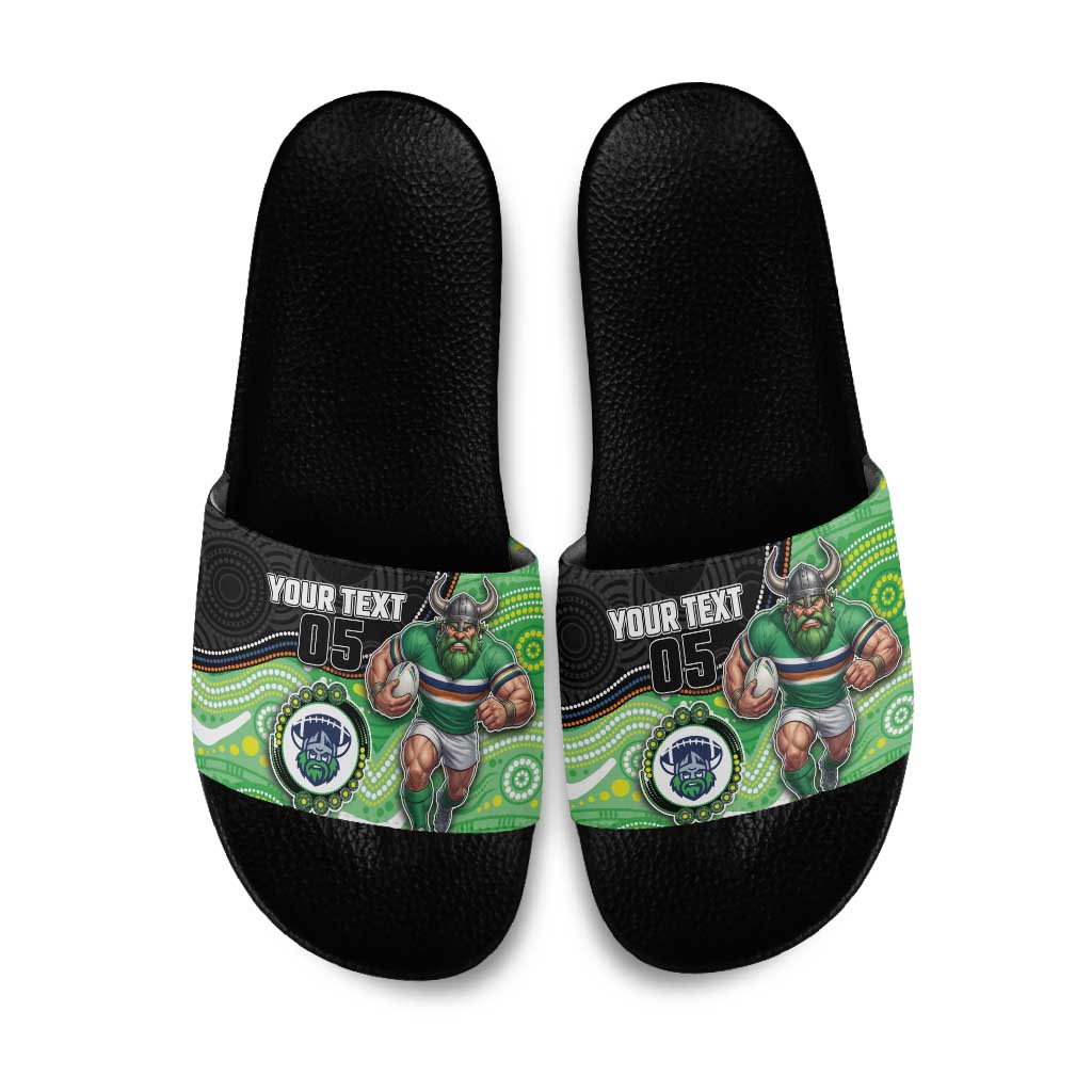 Custom Raiders Slide Sandals Viking Mascot With Aboriginal Indigenous