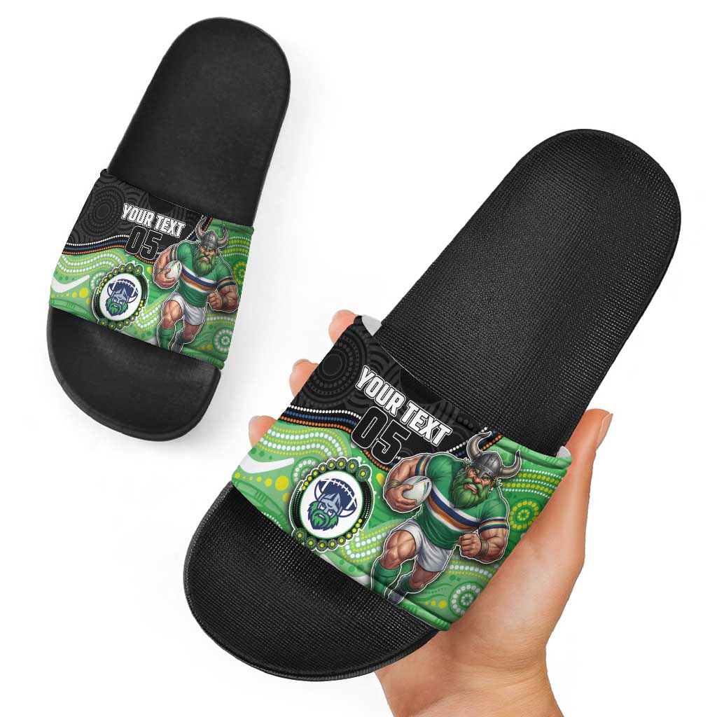 Custom Raiders Slide Sandals Viking Mascot With Aboriginal Indigenous