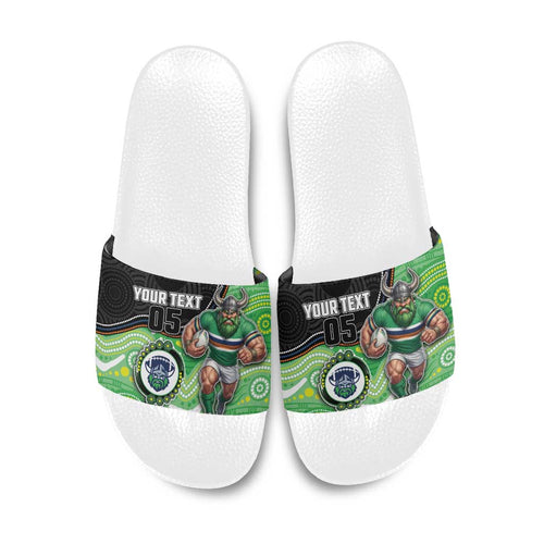 Custom Raiders Slide Sandals Viking Mascot With Aboriginal Indigenous
